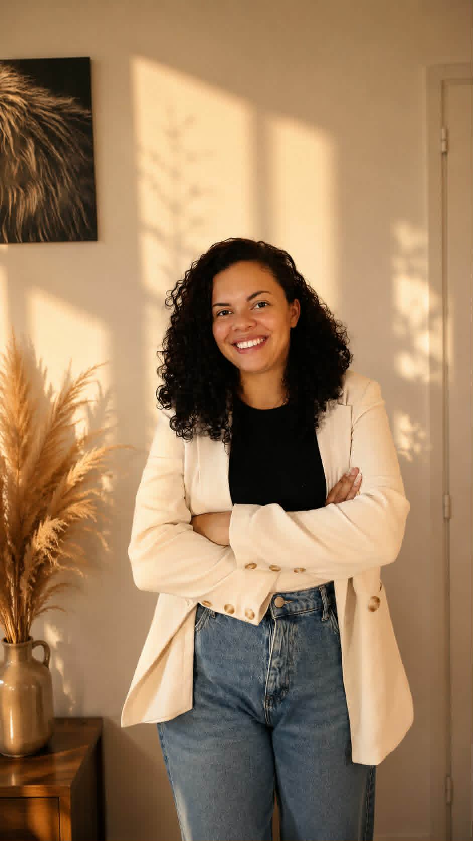 Brittany Dreano, fondatrice de Brittassist, en blazer jaune